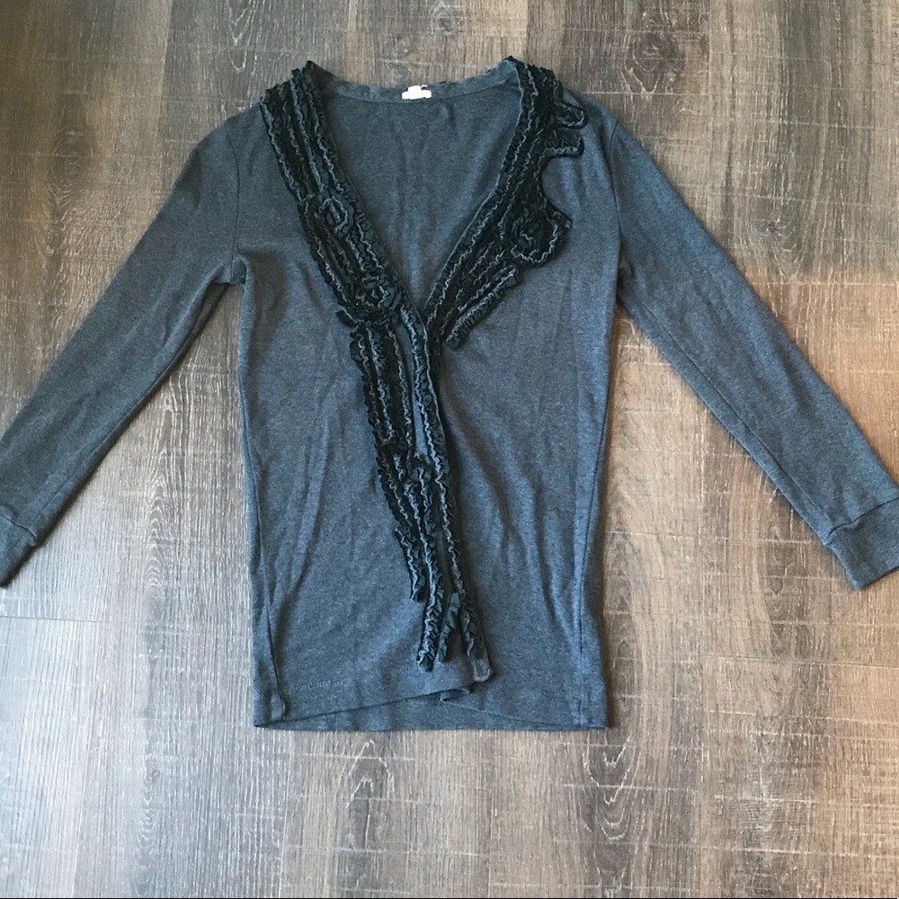 J. Crew whirling ruffles cardigan